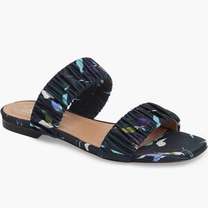 New Lewit Elena Ruched Floral Slides